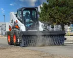 Bobcat S650 with sweeper for road work
