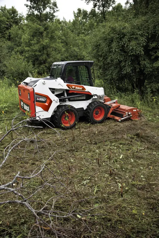 Bobcat S550 with flail cutter for forestry work