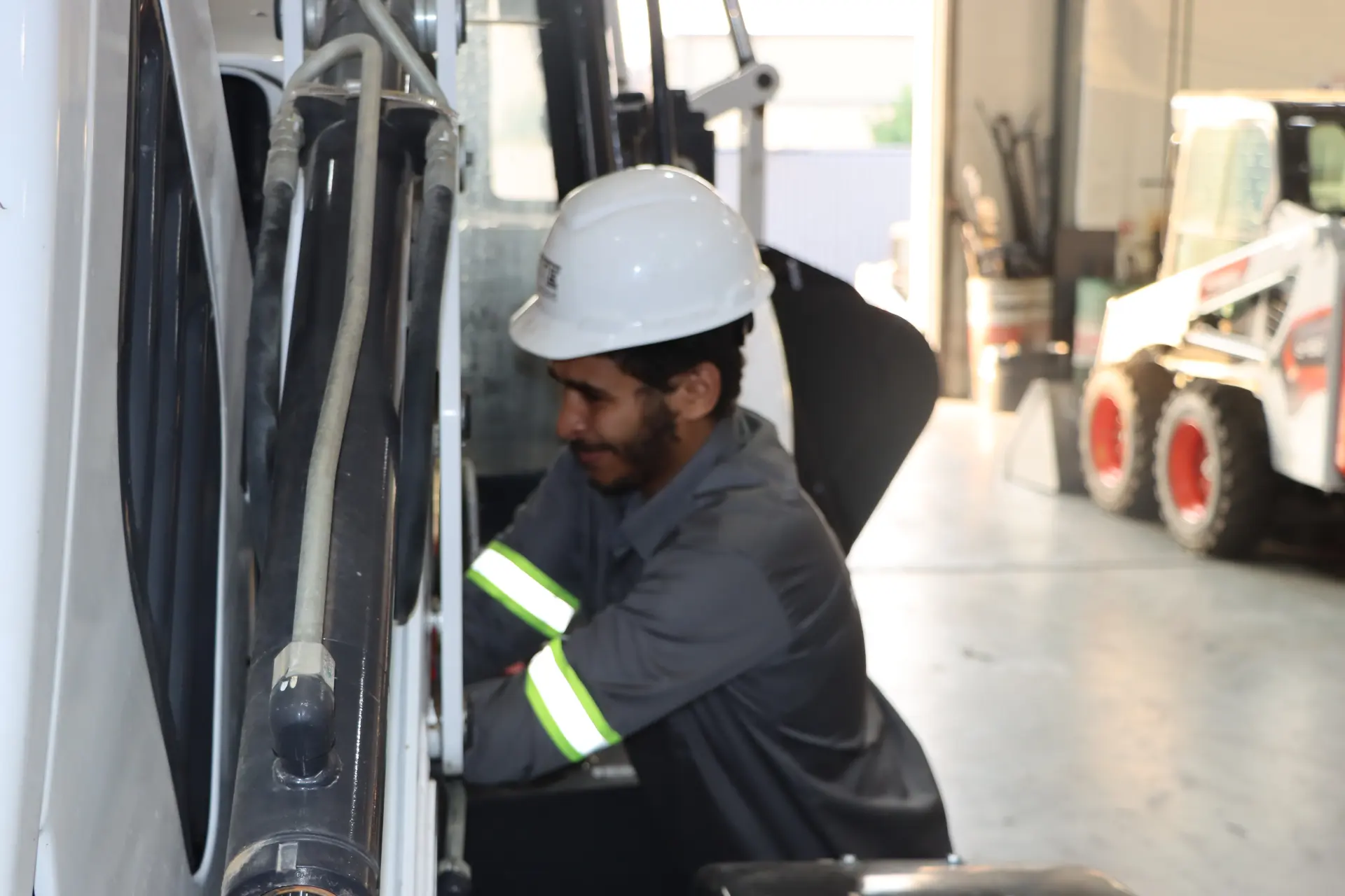 GTE technician servicing equipment in the workshop